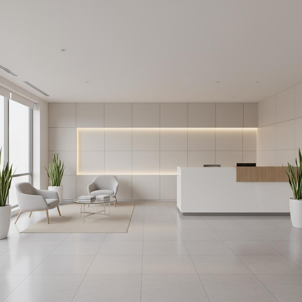 Clean, professional interior banner photo of a tidy reception area