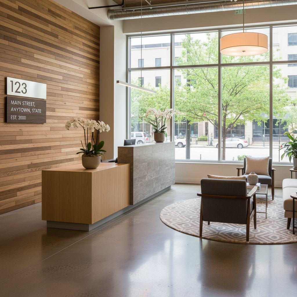 Corporate reception area conveying local presence